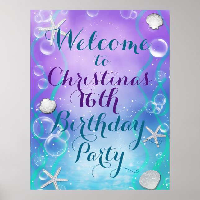 Enchanted Under the Sea Custom Party Banner Poster (Devant)