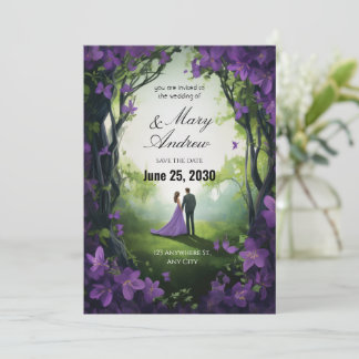 Enchanted Violet Garden Wedding Invitation