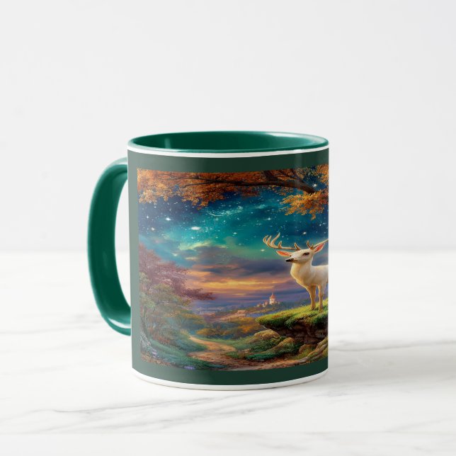 Enchanted White Stag Magical Forest Mug (Devant gauche)