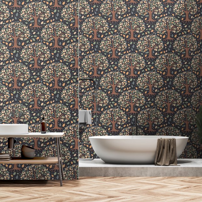 Enchantement d'automne : Papier peint botanique él (Salle de bain)