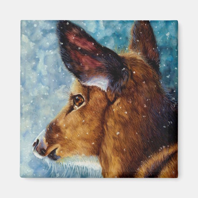Enchantement hivernal - Magnet de cerfs (Devant)