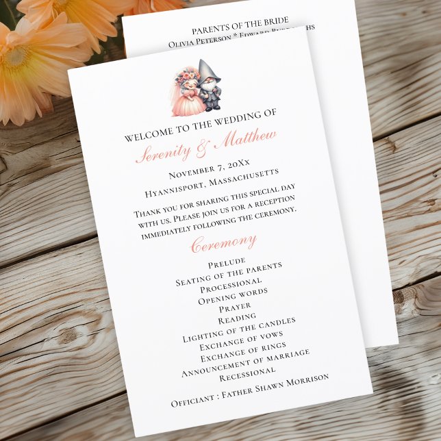 Enchanter Gnome Rustic Woodland Wedding Programme (Créateur téléchargé)
