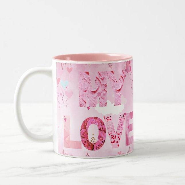 Enchanter le thème rose My Love typographic Mug (Gauche)