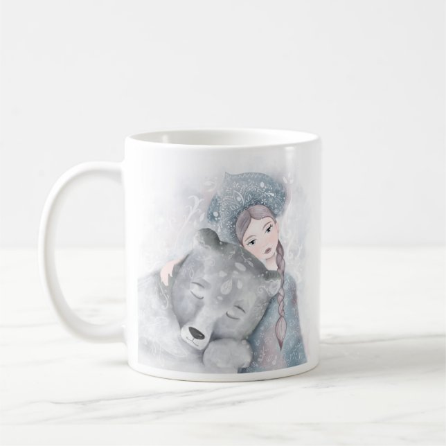 Enchanter l'ours et la fille Monogramme mug (Gauche)