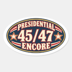 Encore Présidentiel 45 47 Autocollant Ovale