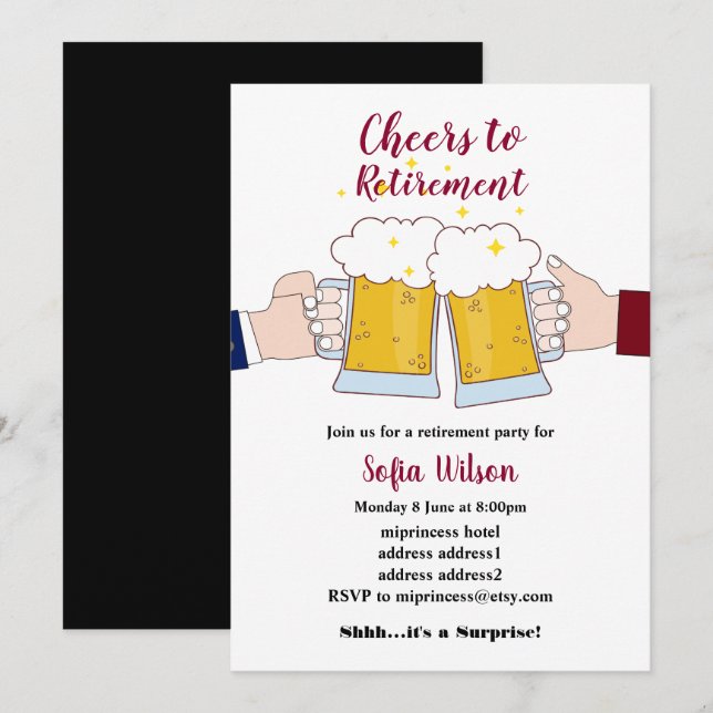 encouragements, bières, invitation à la retraite (Devant / Derrière)