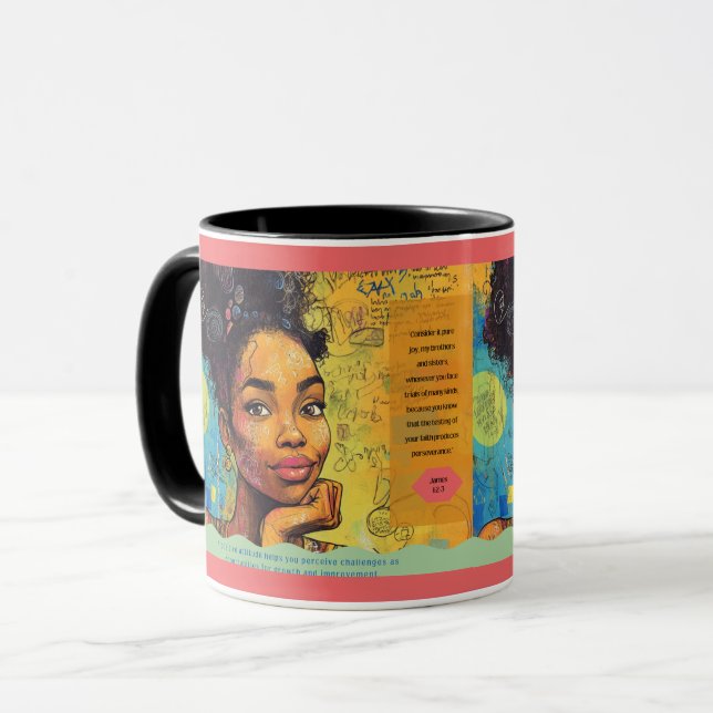 Encourager James 1:2-3 Mug de foi (Devant gauche)