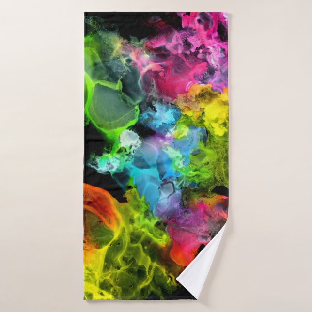 Encre Abstraite couleur arc-en-ciel (Serviette de bain)