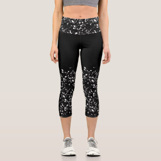 Encre blanche noire Yoga Capri Leggings