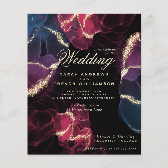 Encre d'alcool bleu violet Mariage budget (Devant)