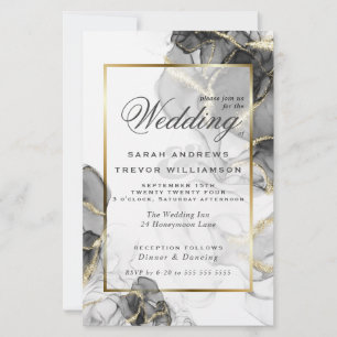 Encre d'alcool d'or noir élégant Mariage budget