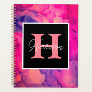 Encre d'alcool rose chaud Planificateur Monogramme