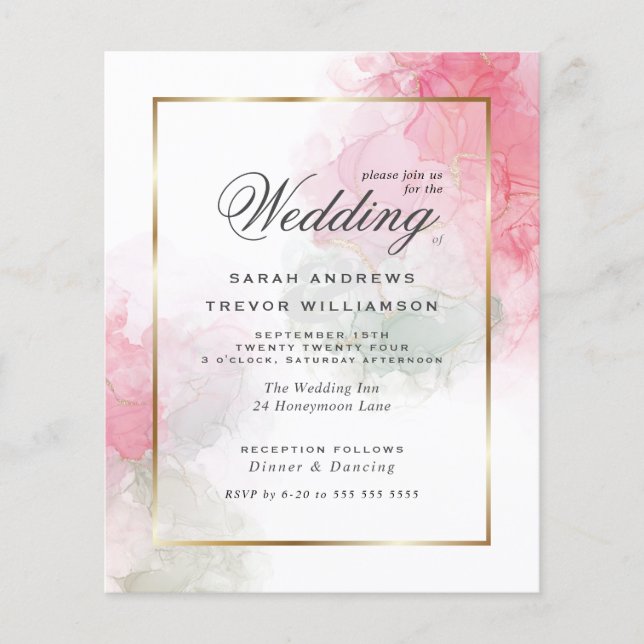 Encre d'alcool rose pour Rose Mariage Budget (Devant)