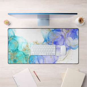 Encre d'alcool turquoise et or