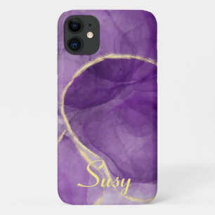 Encre d'alcool violet Art Abstrait Iphone 11 Coque