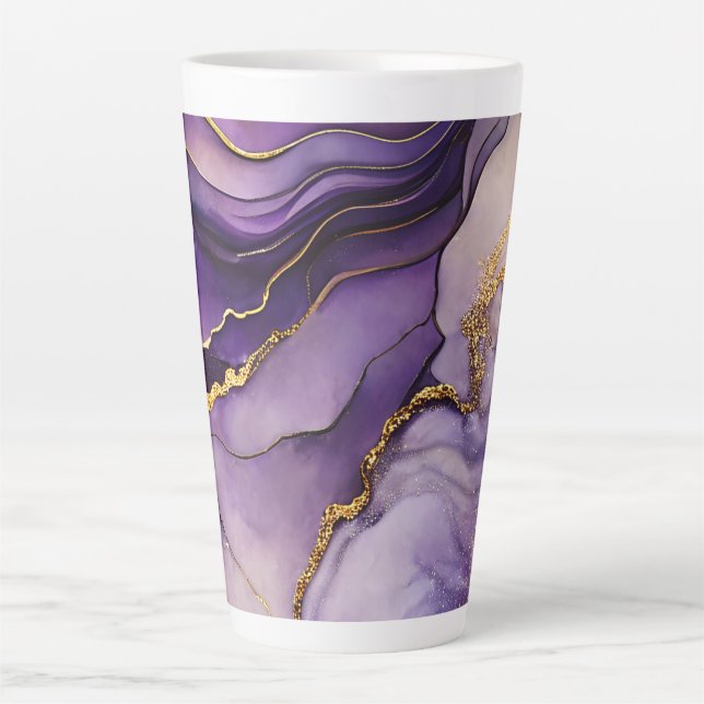 Encre d'alcool violet unique Grande Mug en latte c (Devant)