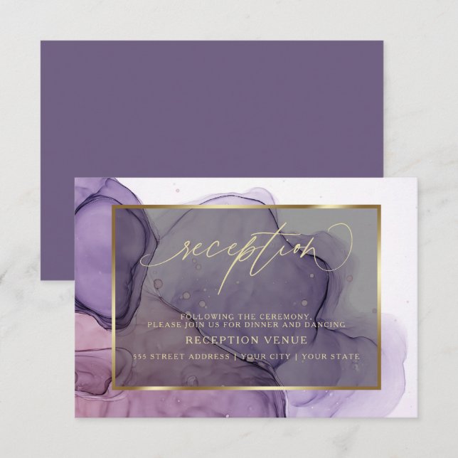 Encre Élégante Fleur de Prunier  Invitation à la R (Devant / Derrière)