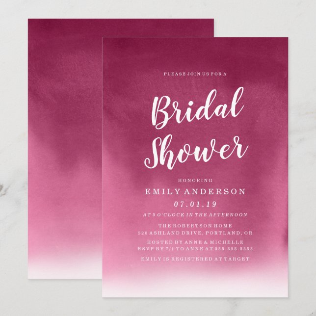 Encre | Invitation de Baby Shower de Mariée (Devant / Derrière)