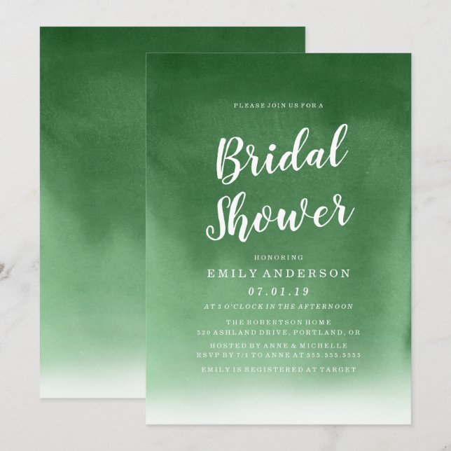 Encre | Invitation de Baby Shower de Mariée (Devant / Derrière)