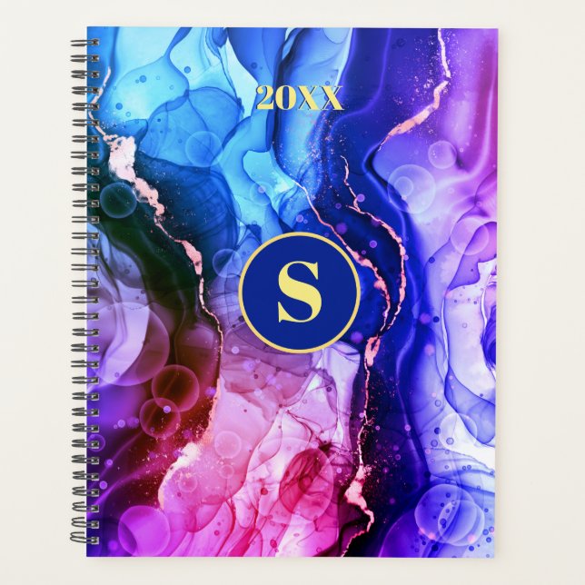 Encre Liquide Bleu Violet Rouge-Violet, Monogramme (Devant)
