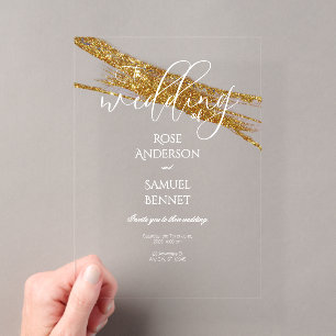 Encre Pailletée Invitation en Acrylique Transparen