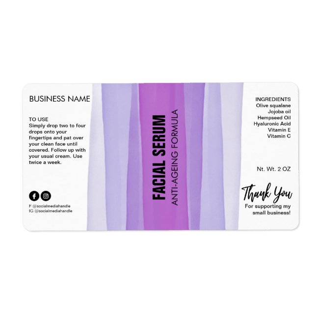 Encre rayée Purple Dropper Serum Étiquettes (Devant)