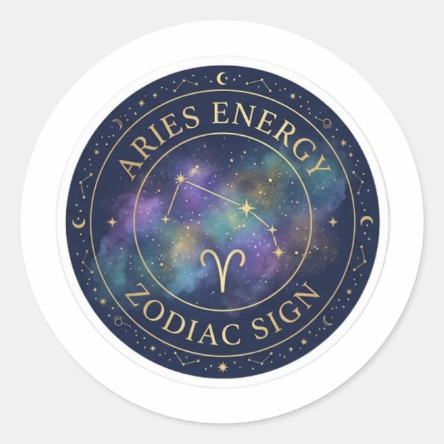 Energie du zodiaque Bélier Céleste Autocollant Or  (Devant)