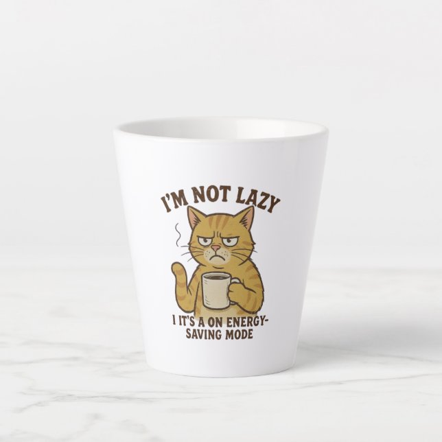 Energy-Saving Mode Cat Latte Mug (Devant)