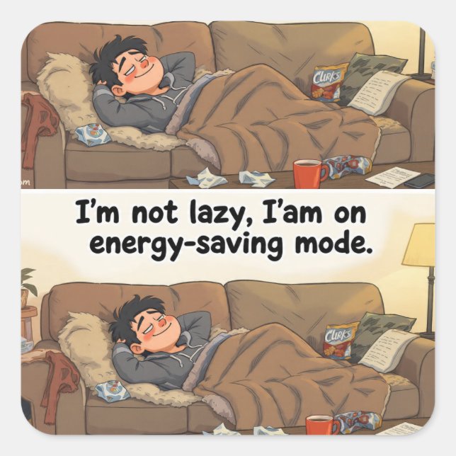 Energy-Saving Mode” Sticker – Cozy Webcomic Vibes (Devant)