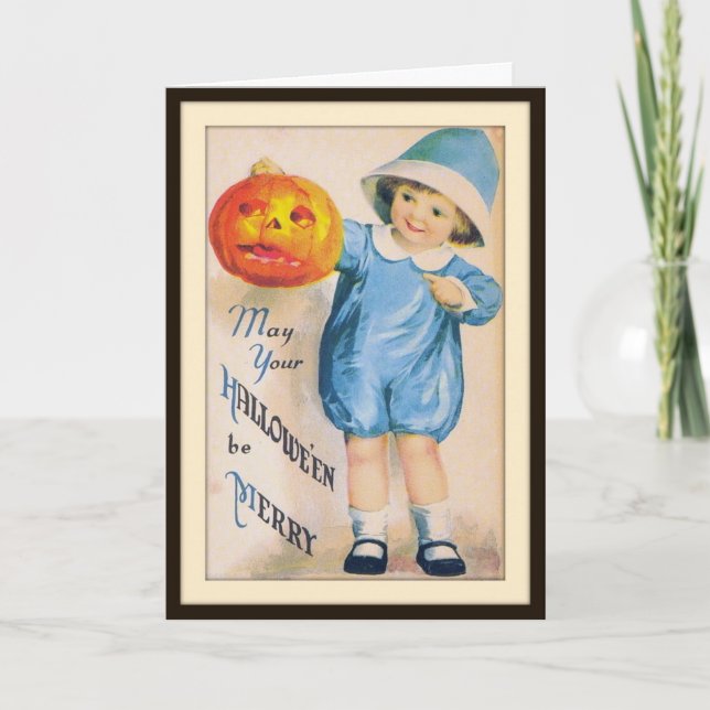 Enfant avec carte de Jack O' Lantern d'Halloween (Devant)