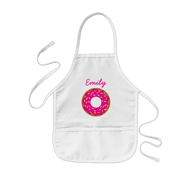 Enfant Beau grand tablier de cuisson beigne rose pour enf (Devant)