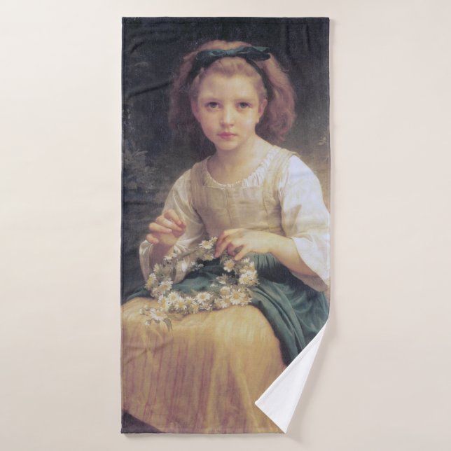 Enfant Braiing a Crown, Bouguereau (Serviette de bain)