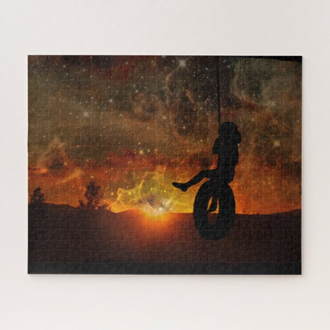 Enfant Dans Le Pneu Swing Jigsaw Puzzle (Horizontal)