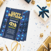 Enfant de neuf ans garçon anniversaire Invitation