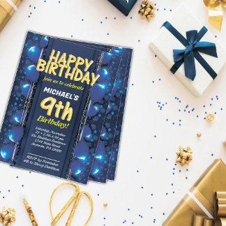 Enfant de neuf ans garçon anniversaire Invitation