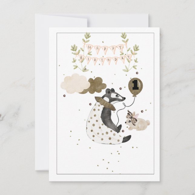 Enfant d'un an Bébé Animal Anniversaire (Devant)