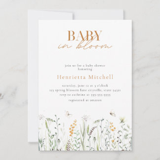 Enfant Floral En Fleur Baby shower Invitation