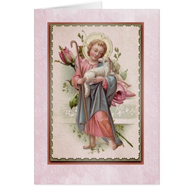 Enfant Jésus avec des roses de rose d'agneau (Devant)