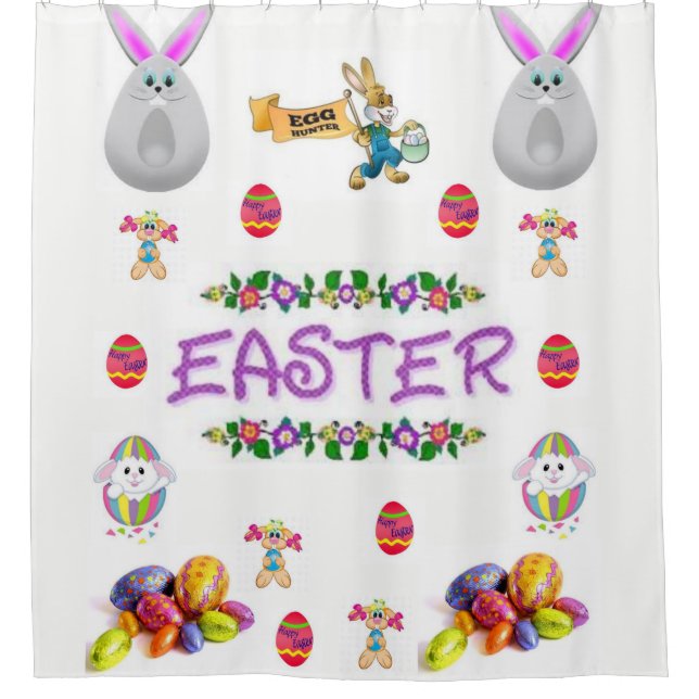 enfant lapin de pâques blanc douche rideau (Devant)