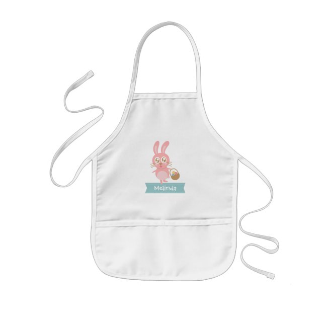 Enfant Lapin de Pâques mignon avec tablier d'œufs (Devant)