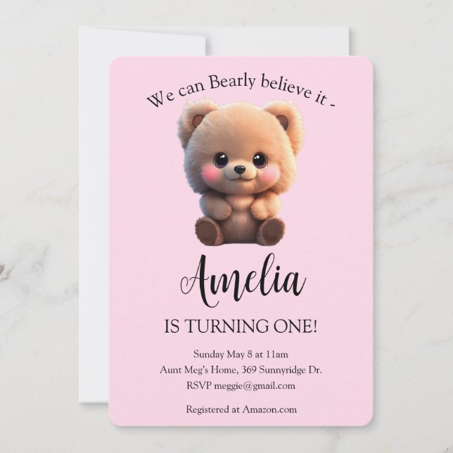 Enfant mignonne ours en peluche fille 1er annivers (Devant)