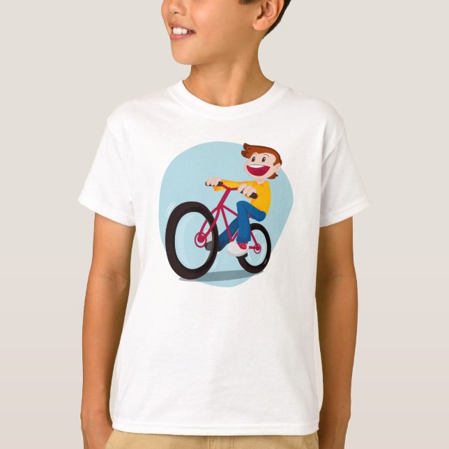 Enfant montant un T-shirt de vélo (Devant)