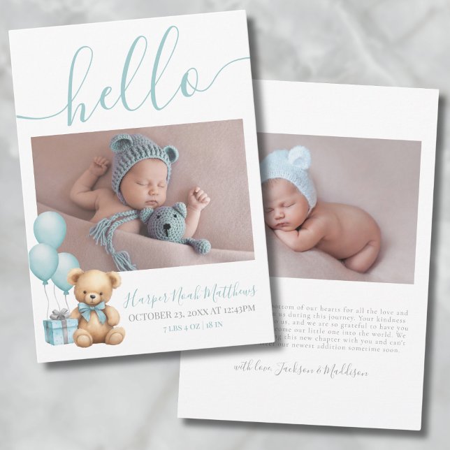 Enfant Naissance Nouveau-né Photo Faire-part bébé (New Baby Boy Newborn Photo Birth Announcement)