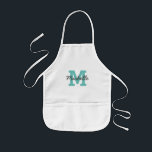 Enfant Nom personnalisé monogramme enfants cuire tablier<br><div class="desc">Nom personnalisé monogramme enfants à cuire tablier. Tablier de cuisine pour enfants avec lettre initiale monogrammée. Aussi agréable comme des tabliers d'artisanat pour les petits enfants. Personnalisez avec le nom d'un enfant. Convient pour garçon ou fille. Tabliers beiges, blancs et jaunes pour la peinture, le dessin, la cuisine et plus...</div>