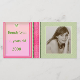 Enfant personnalisé / Famille rose et vert Carte p