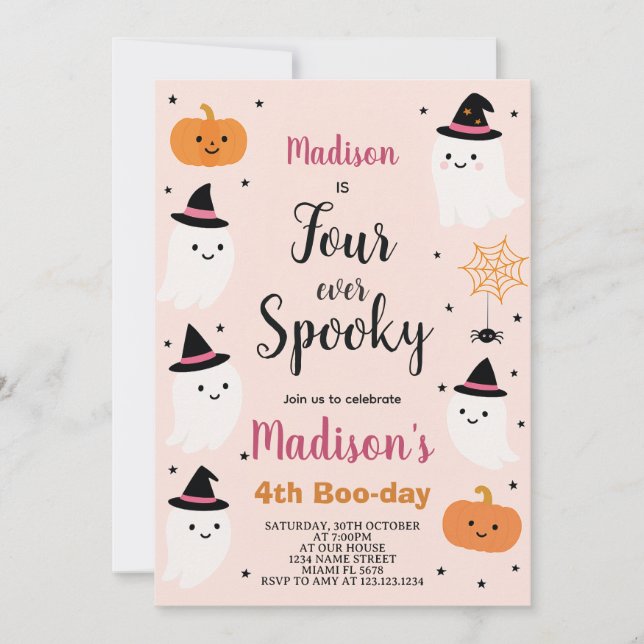 Enfant quatre enfants Halloween Invitation d'anniv (Devant)