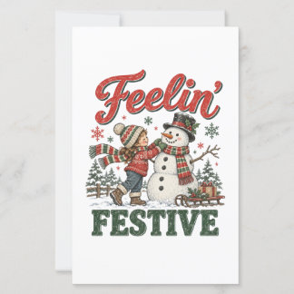 Enfant qui sent Noël Festif Bonhomme de Neige