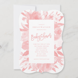 Enfant rose fille douche Invitation Floral Aquarel