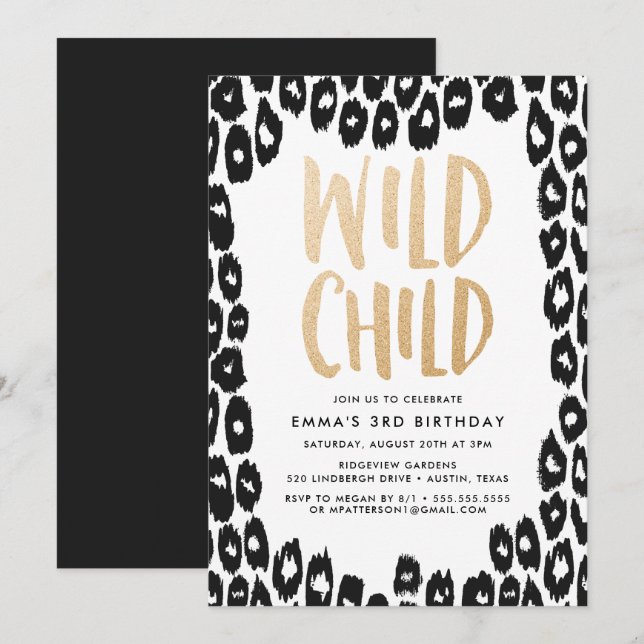 Enfant Sauvage | Invitation à une fête d'anniversa (Devant / Derrière)