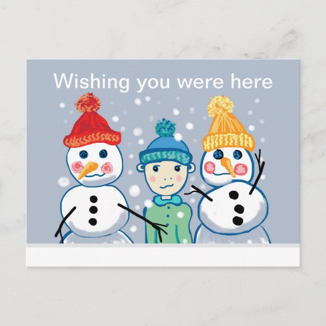 Enfant, Snowmen et haricots Carte postale (Devant)